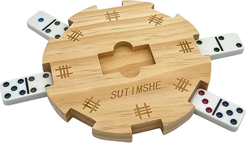 Miniatura 6 de SUTIMSHE Centro de mesa de madera para juego de dominó de tren mexicano con fondo de fieltro (hasta 8 jugadores), accesorios de dominó hechos de