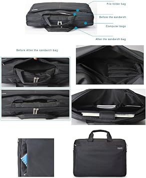 18 Inch Laptop Bag Briefcase Fits up to 18.4 Inch Laptop Waterproof Shockproof for Men Black