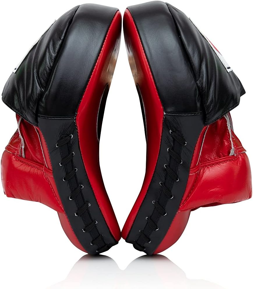 Fairtex FMV9 Contoured Focus Mitts |Striking Accuracy & Protection for Boxing, Muay Thai, Kickboxing |Ergonomic Design, Soft Padding, Secure Fit Leather