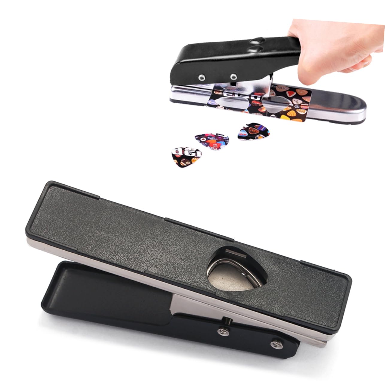 R26 Professional Guitar Picks Maker Cutter per Plettri Chitarra | Nero, Metallo e Plastica, Base in Plastica, per Carte Vecchie e Tessere Hotel