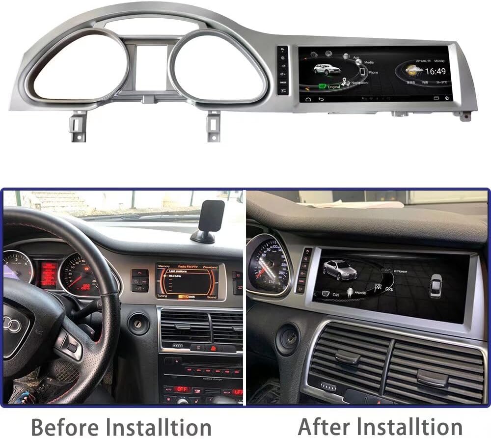 ROADYAKO 10.25Inch Android 14.0 Car GPS Navigation for Audi Q7 2010 2011 2012 2013 2014 2015 Head Unit Car PC Auto Radio Stereo Video Multimedia Steering Wheel Control Bluetooth 4G WiFi RDS AM FM