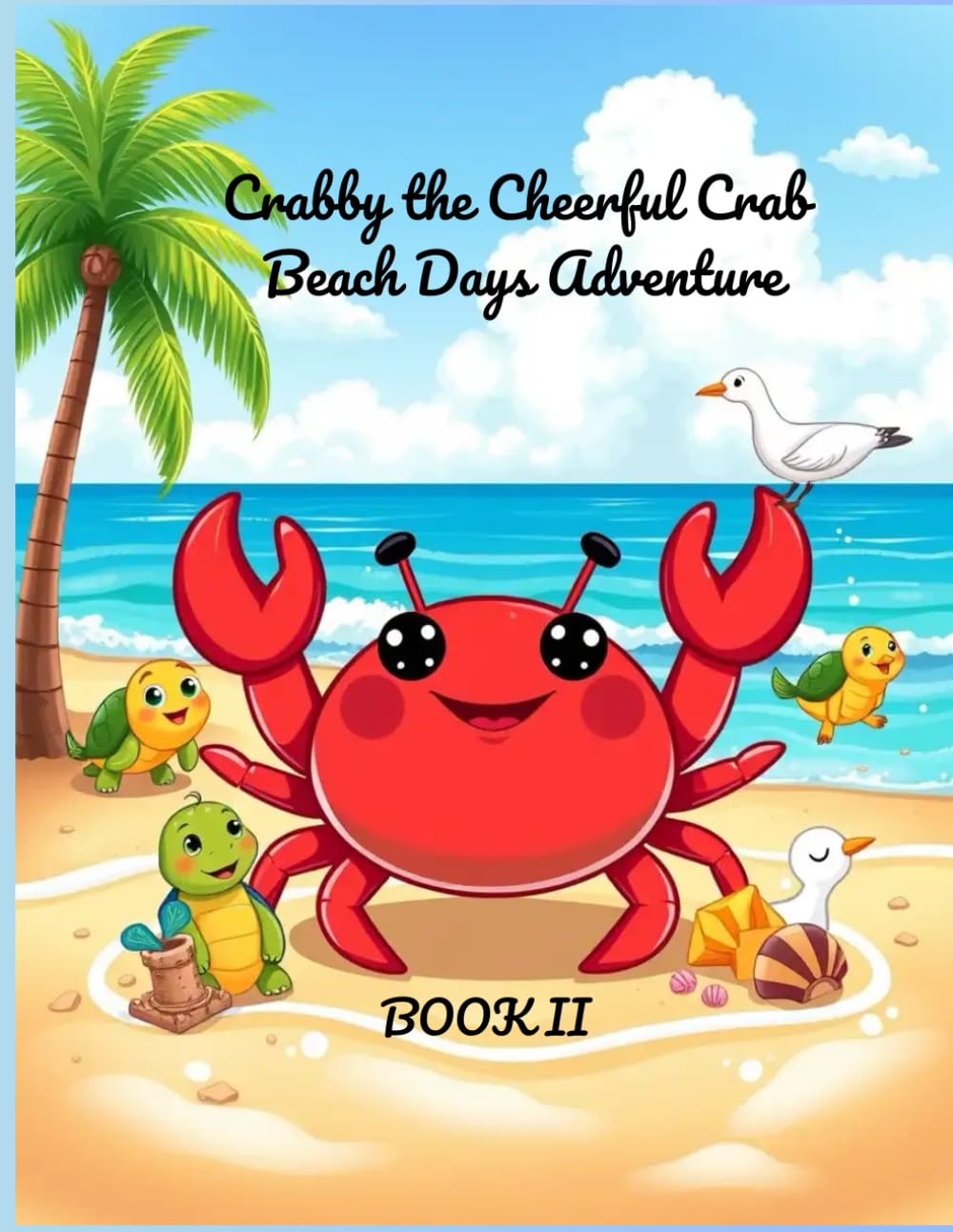 Crabby the Cheerful Crab – Beach Days Adventure: A Fun Kawaii Ocean-Themed Coloring Book for Kids (kawai friends ocean)