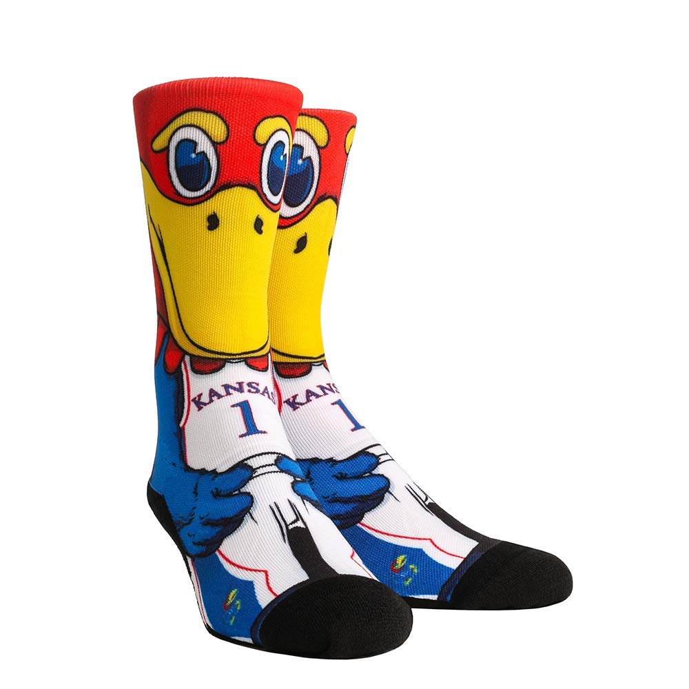 NCAA Super Premium College Fan Socks (L/XL, Kansas Jayhawks - Mascot Big Jay)