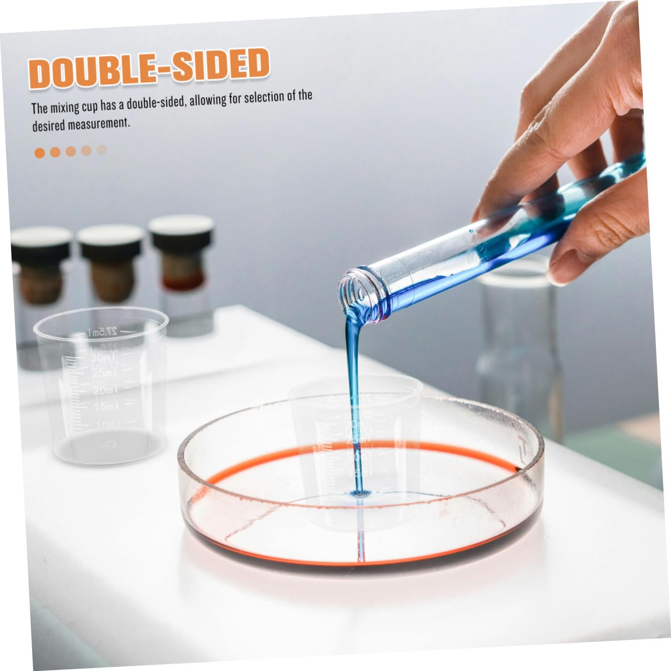 Mobestech Juego De 5 Vasos Medidores De Epoxi De Medición Precisa Pequeños Vasos Medidores Graduados De Plástico Para Mezclar Pigmentos 100 Unidades X 5