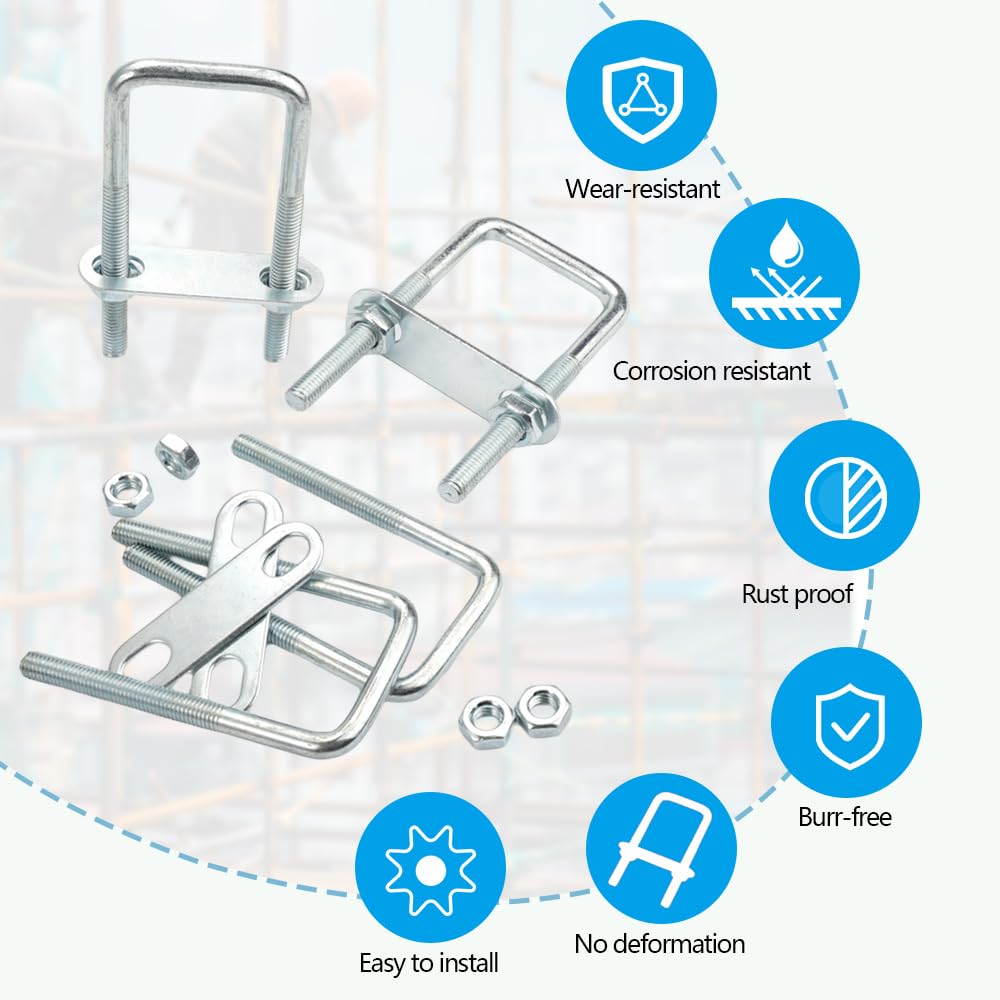 6 Bulloni A U M8 40x100mm In Acciaio Inox - Con Dadi E Rondelle, Per Tubi, Traino, Barche