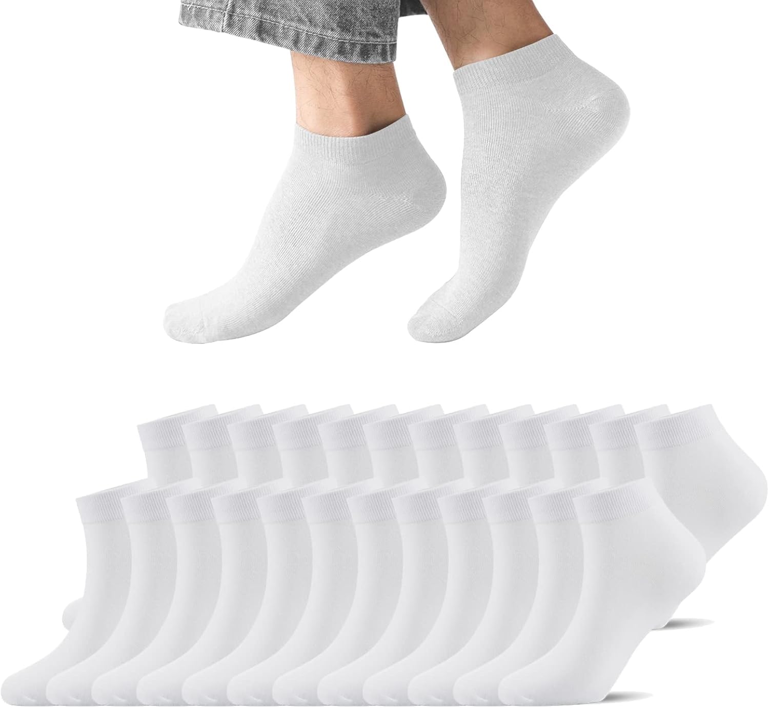 StepUp10 Pairs Solid Cotton Ankle Length Socks for Men & Women, Multicolor, Pack of 10, Free Size-image-46