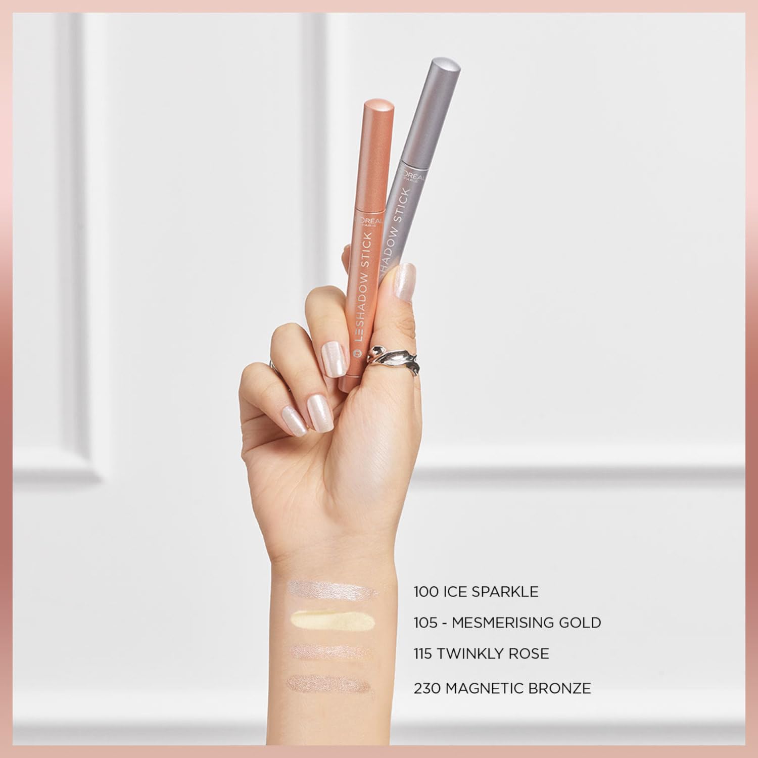 L'Oréal Paris Cienie do powiek w praktycznym formacie pisaka, błyszczące wykończenie, długotrwała tekstura żelowa, Le Shadow Stick by Paradise, nr 115 Twinkly Rose, 1,4 g