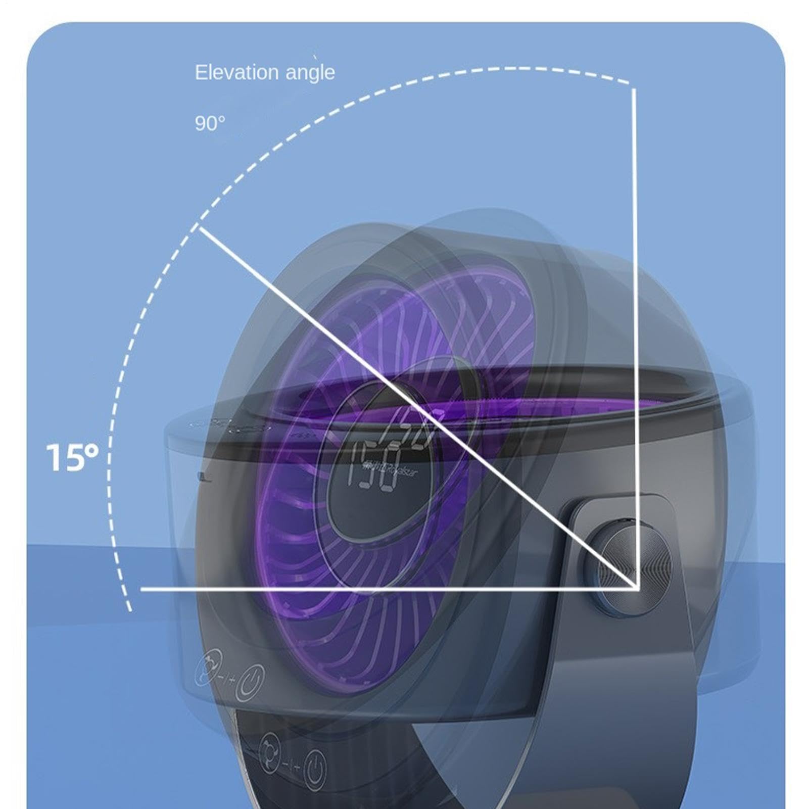 Ventilatore Da Scrivania Ricaricabile Display Digitale Basso Rumore