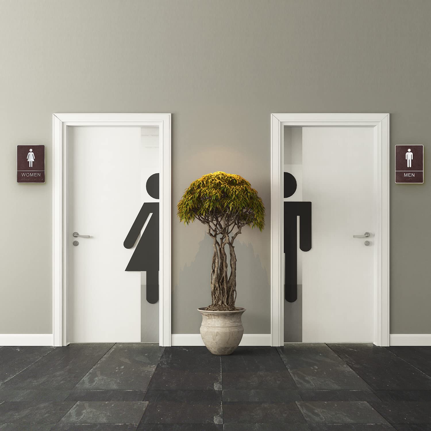 Pictogrammes Toilettes Adhésifs Homme/Femme - Panneau Acrylique Auto-adhésif - Pour Hôtel, Restaurant, Bureau - 3