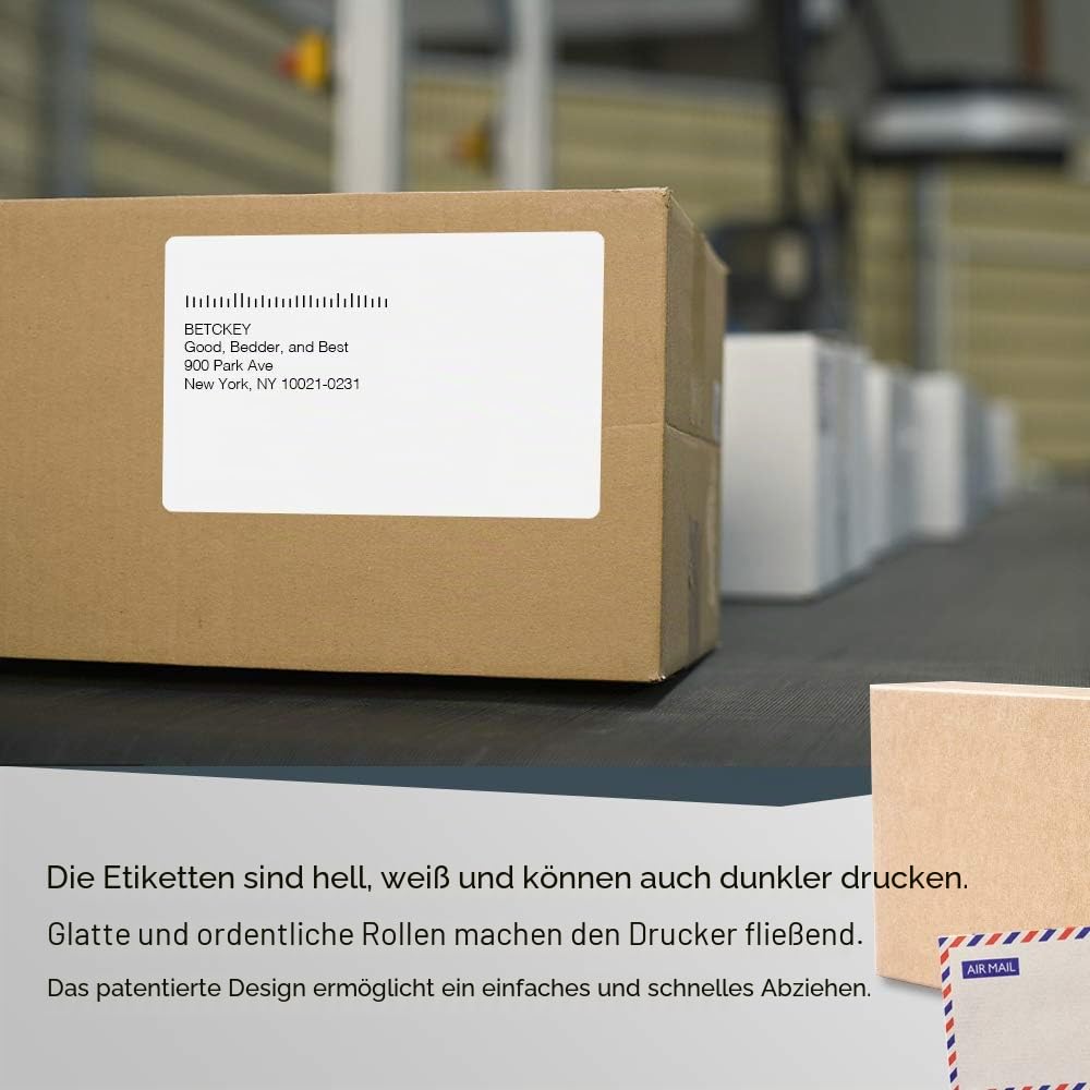 BETCKEY - 6 Rollen Etiketten Kompatibel mit DYMO S0904980, 104mm x 159mm, 1320 Versandetiketten für LabelWriter 4XL, NICHT passend 5XL