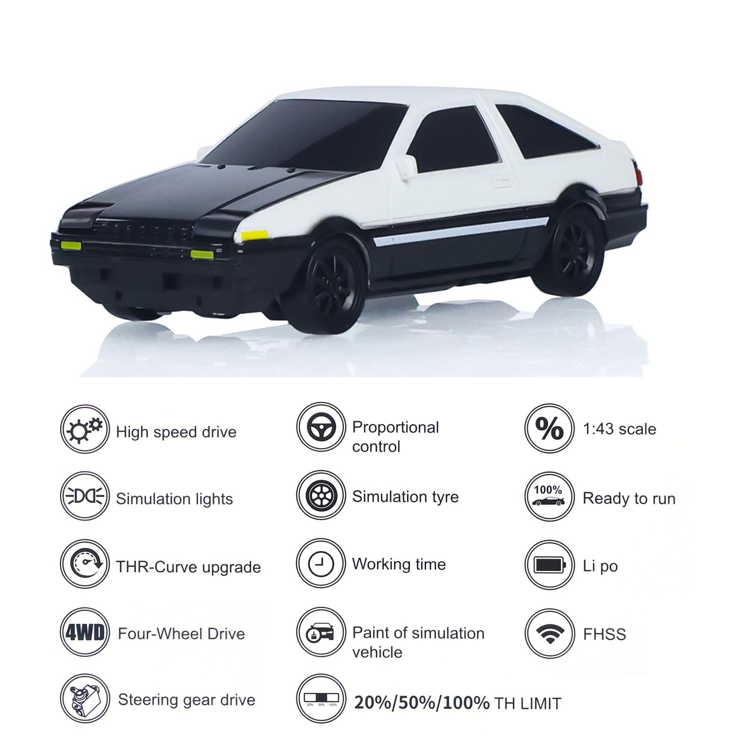 Coche de carreras 1/43 RC AE86 4WD RTR, modelo de coche de