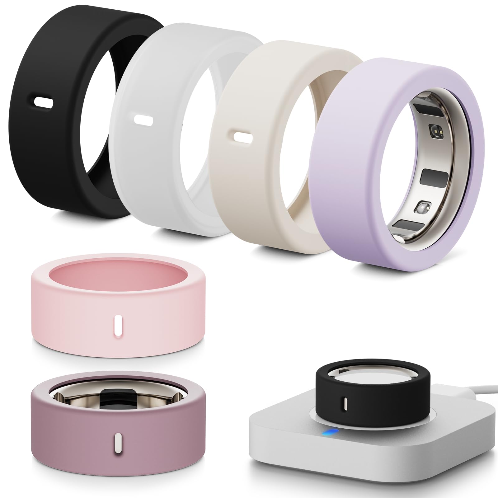 Hexasider [6 Stück] Smart Ring Protector für Oura Ring Gen 4/4 Ceramic/Gen 3/Ultrahuman Ring, Anti-Sturz Elastische Silikon Cover Schutzhülle Zubehör für Oura Ring (L für 12/13/14/15)