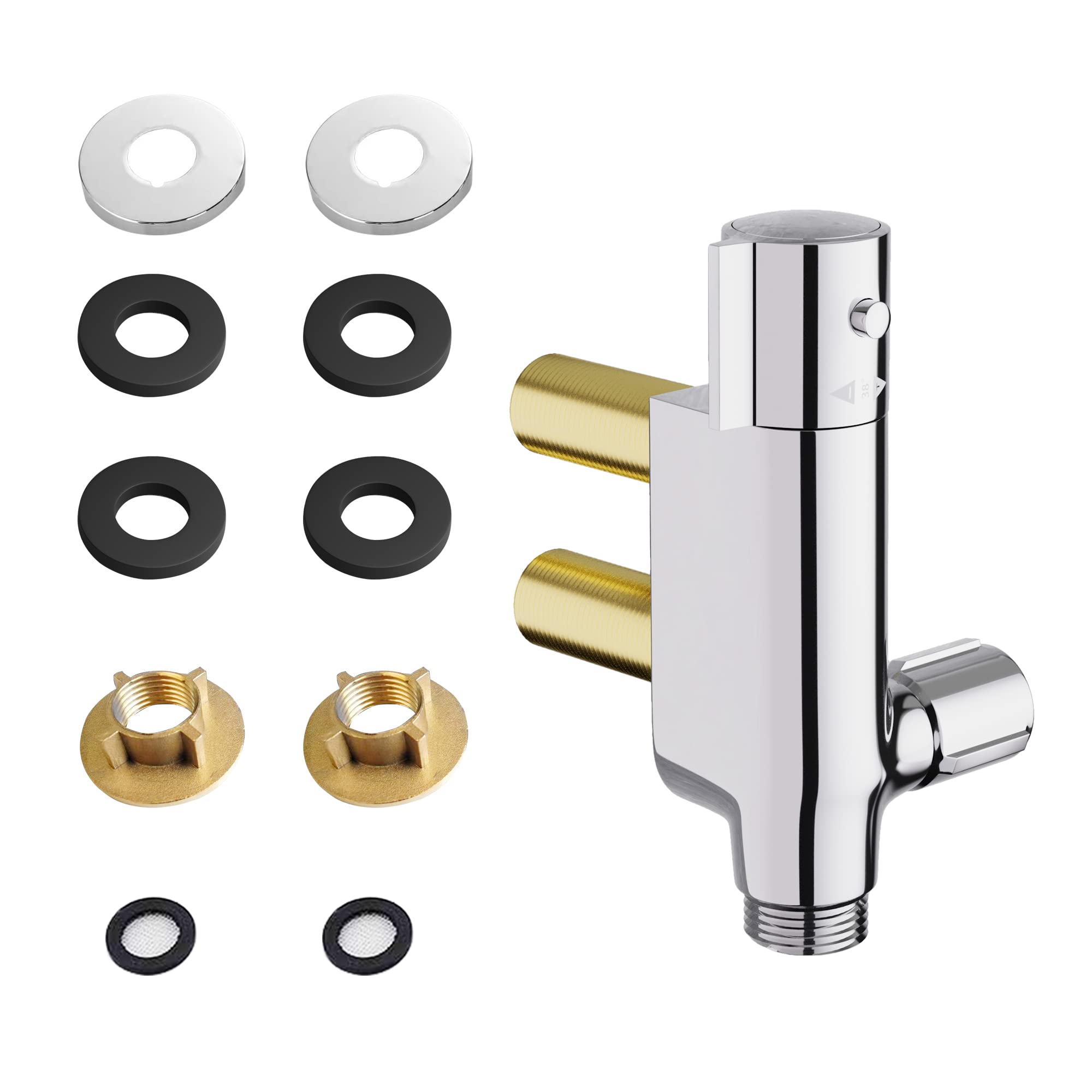 MORADO Barre de douche thermostatique,Barre de douche thermostatique pour caravane,Robinet mitigeur de douche thermostatique,Mini mitigeur de douche verticale,pour caravane,Yacht,Chrome