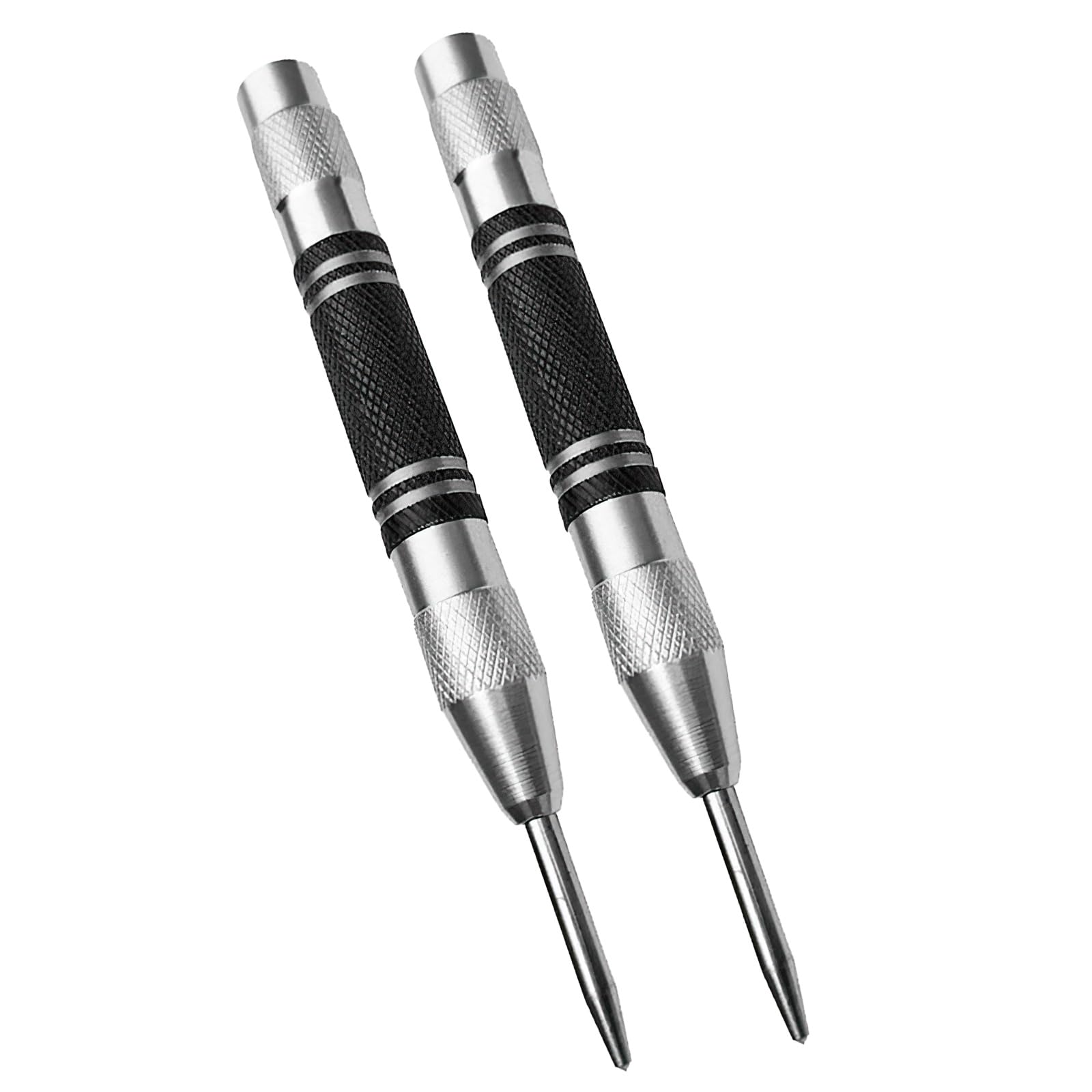 2 Pack Automatic Center Punch, Steel Adjustable One-Handed Spring Impact Loaded Center Hole Punch