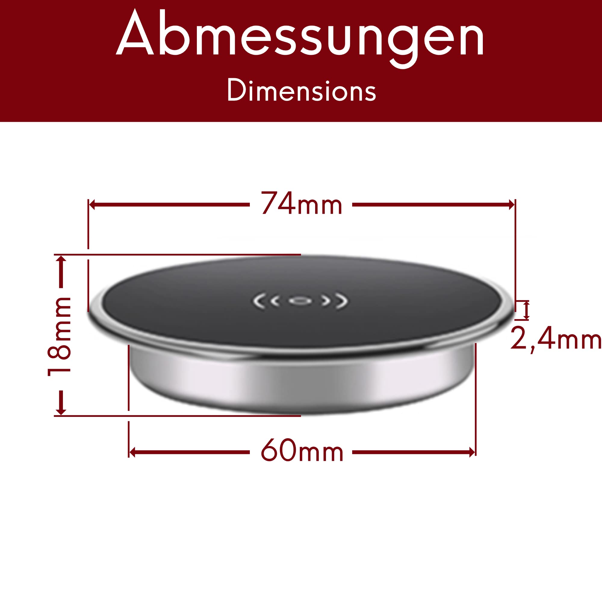 kalb | Qi Einbau Schnellladegerät 20 Watt Fast Charge Wireless Induktion Charger drahtlos Ladestation für Smartphones und Zubehör