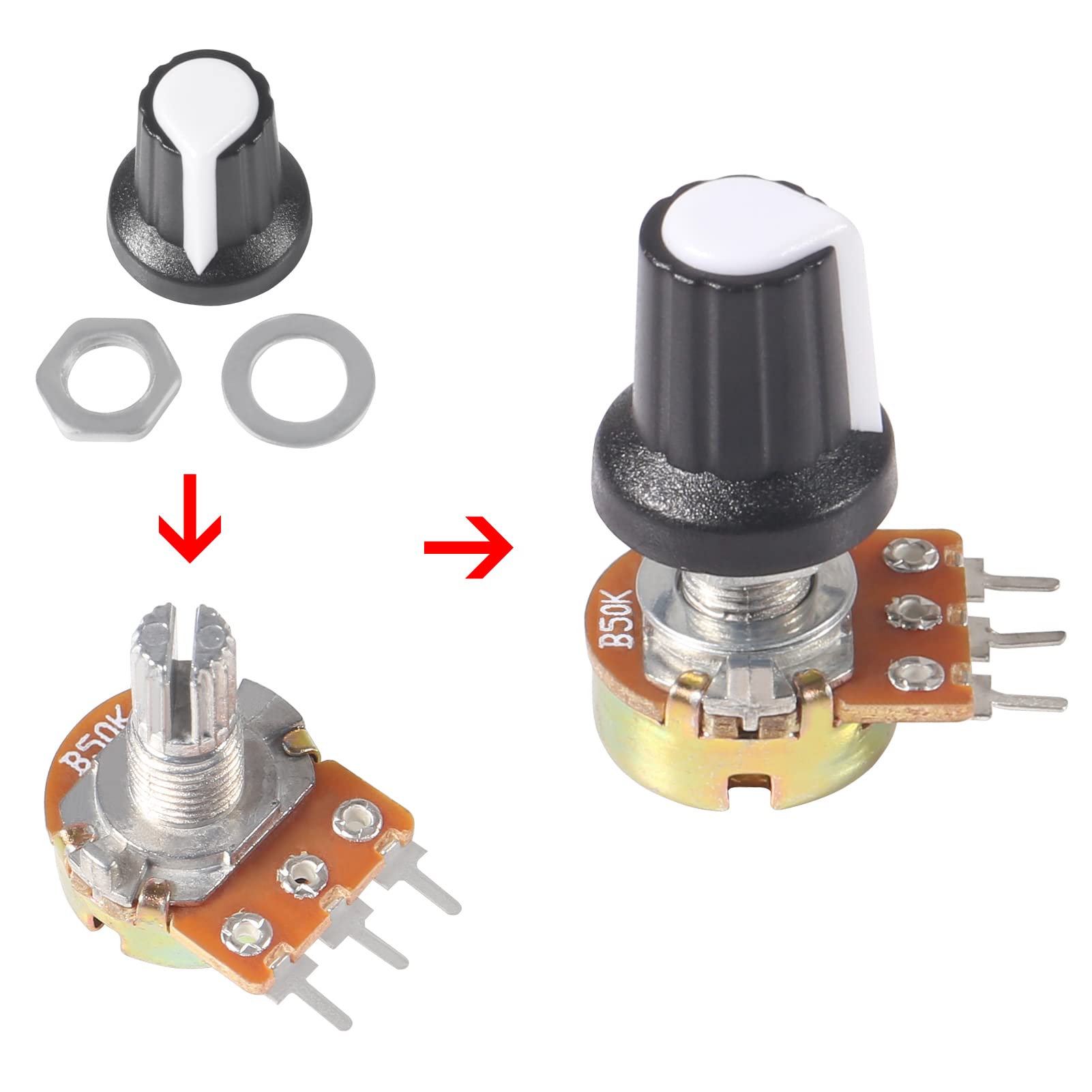 Snapklik.com : AITIAO 25Sets B50K Ohm Potentiometer Kit Single Linear ...