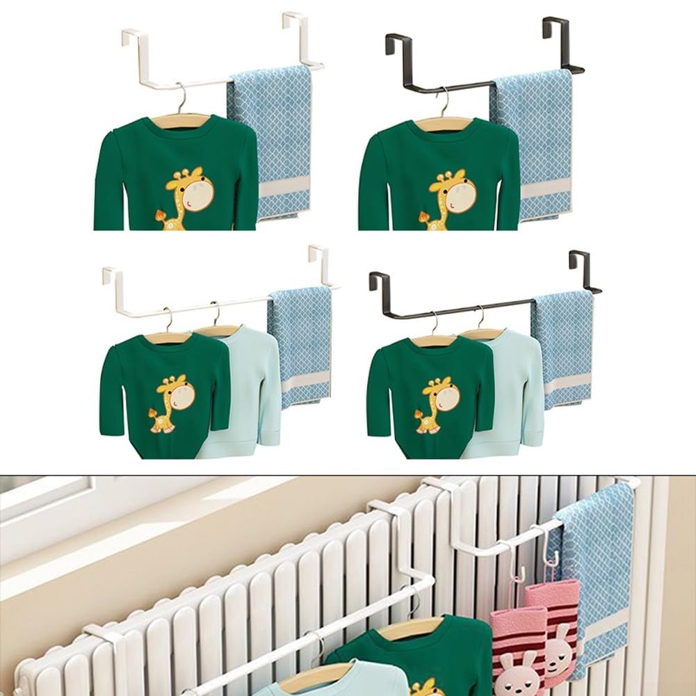 Handtuchhalter aus Metall für Heizkörper zum Aufhängen und Trocknen von Handtüchern, entworfen, um für Heizkörper ohne Bohren zu passen, unterstützt schwere Handtücher und Kleidung sicher (weiß-groß)