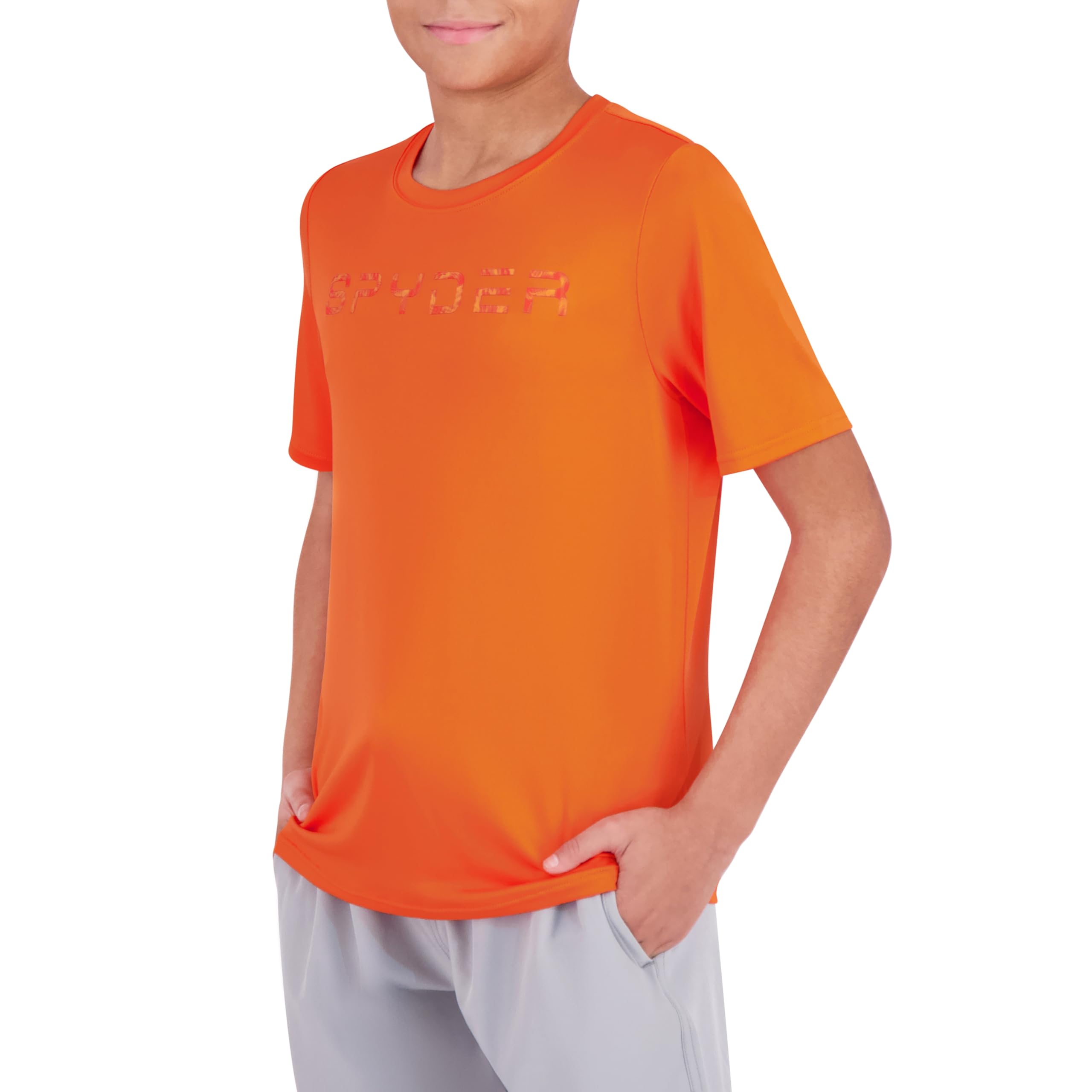 Spyder Rashguard für Jungen, kurzärmelig, UPF Sonnenschutz, schnelltrocknend, 4-Wege-Stretch-Badeshirt, große Jungen