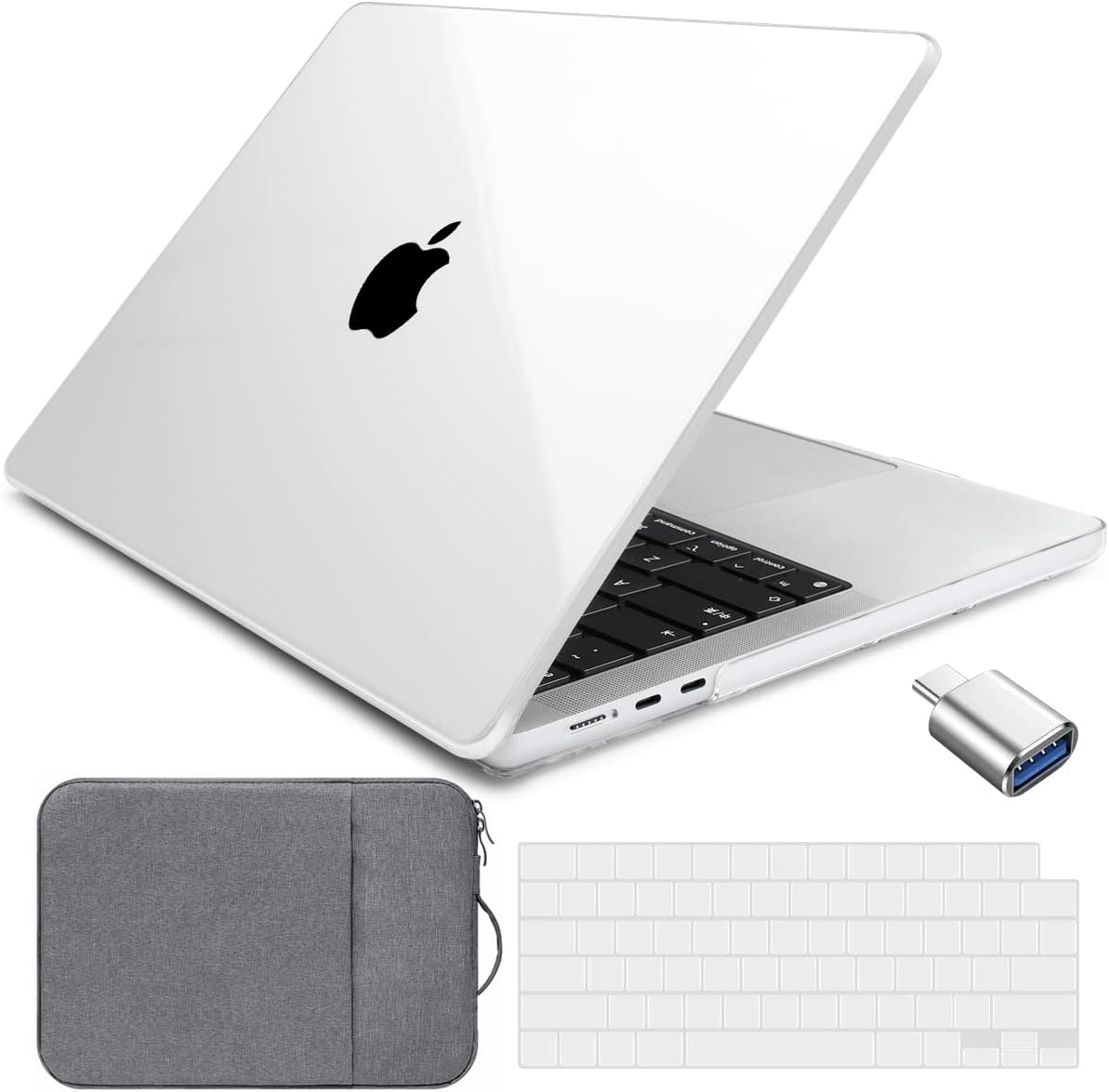 Batianda Compatible with New MacBook Air 13.6 inch Case 2022 2024 M2 M3 Chip Model A2681 A3113, Hard Shell Case with Durable Laptop Sleeve Bag & Keyboard Cover, Crystal Clear