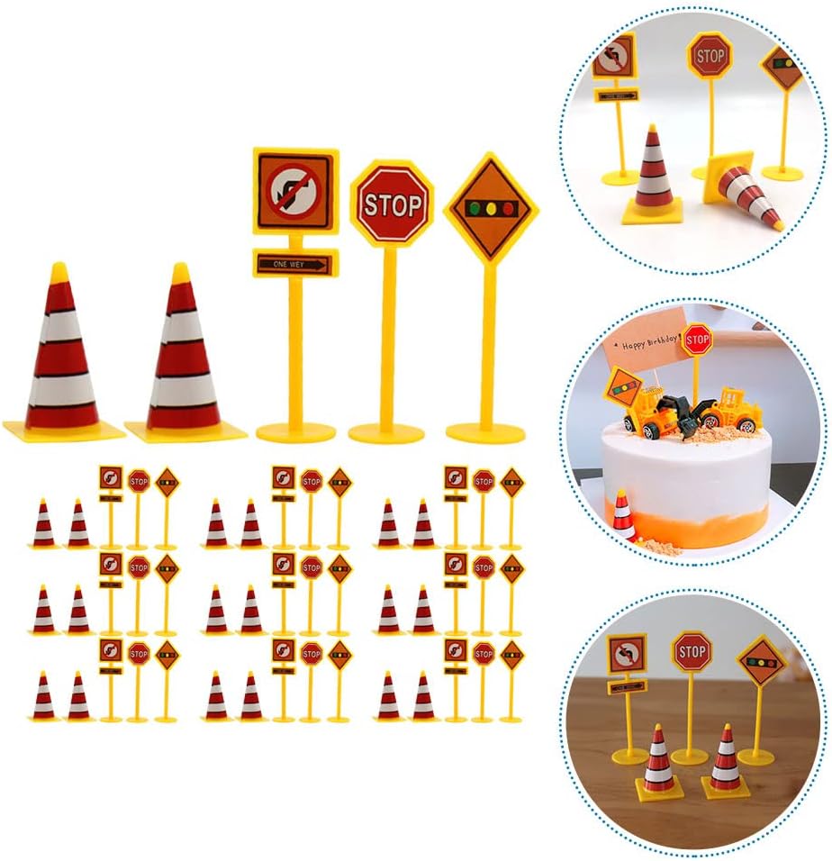 LUOZZY 10 Sets Play Traffic Signs for Kids Road Signs Set Street Signal Traffic Toys Models Kit