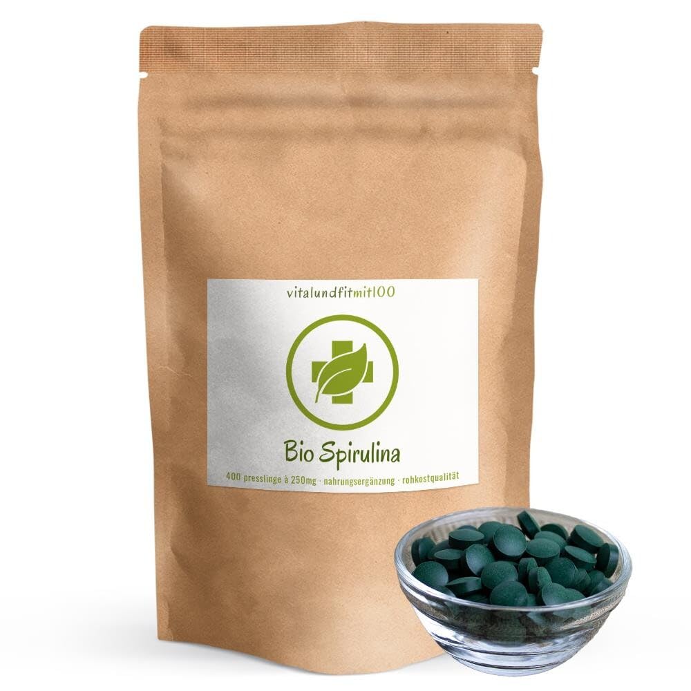 Bio Spirulina (Blaualge) – 1600 Presslinge – 250mg pro Tablette – Rohkostqualität – Blau-Algen aus kontrolliert biologischem Anbau – ohne unnötige Zusätze