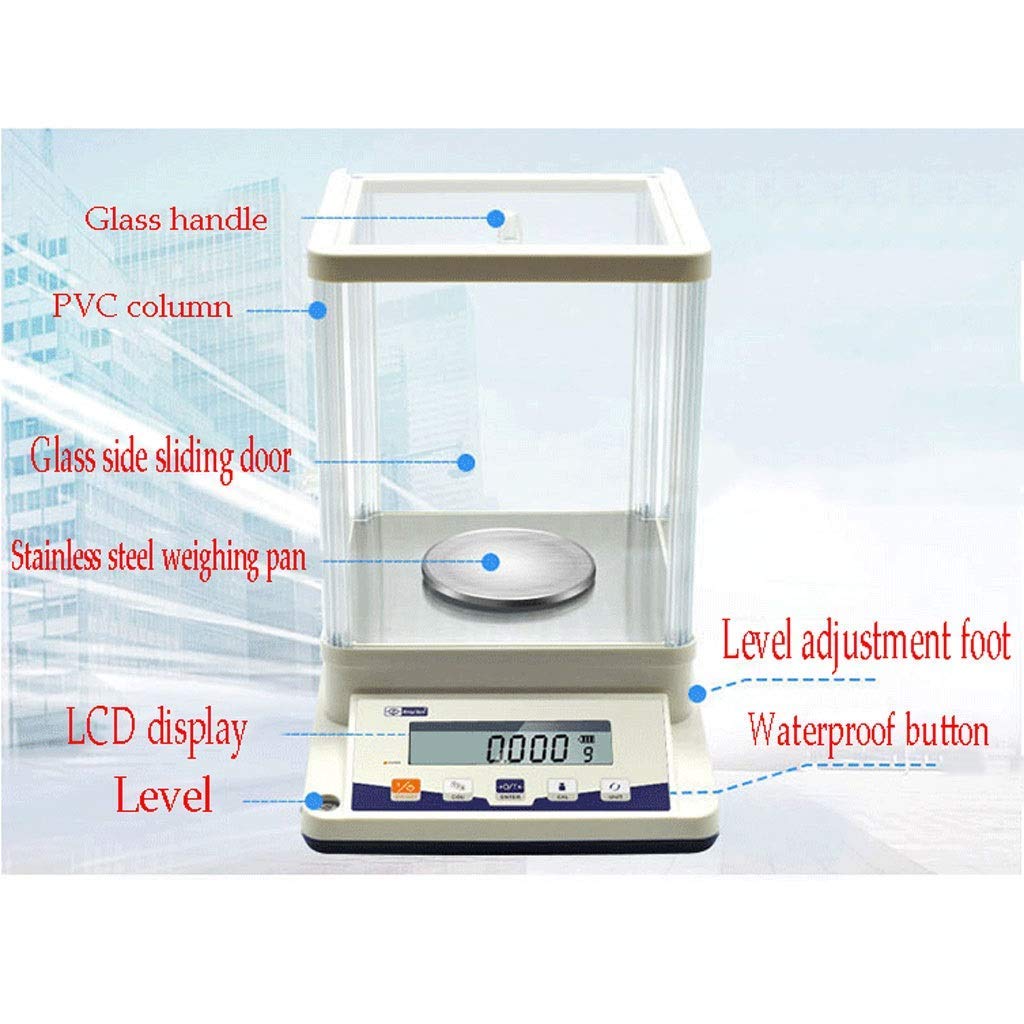 0.001g Bilance elettroniche da Laboratorio Bilance analitiche di precisione Bilance LCD digitali per Gioielli Farmacia Scuola Impermeabile Bianco