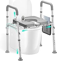 Vista 1 de HOMEAL Elevador de asiento de inodoro elevado con asas para personas mayores, 450 libras, silla cómoda 3 en 1 para discapacitados y pacientes