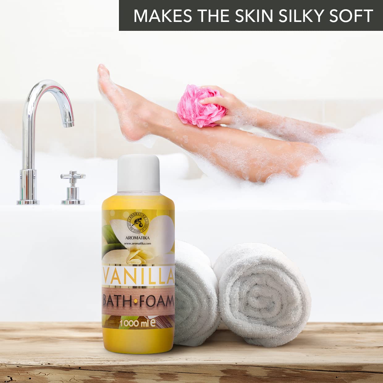 Espuma Baño de Vainilla 1000ml - Cuidado del Cuerpo - Bienestar - Relajación - Fragancia Dulce y Suave - Aromaterapia - Spa - Baños de Burbujas - Belleza