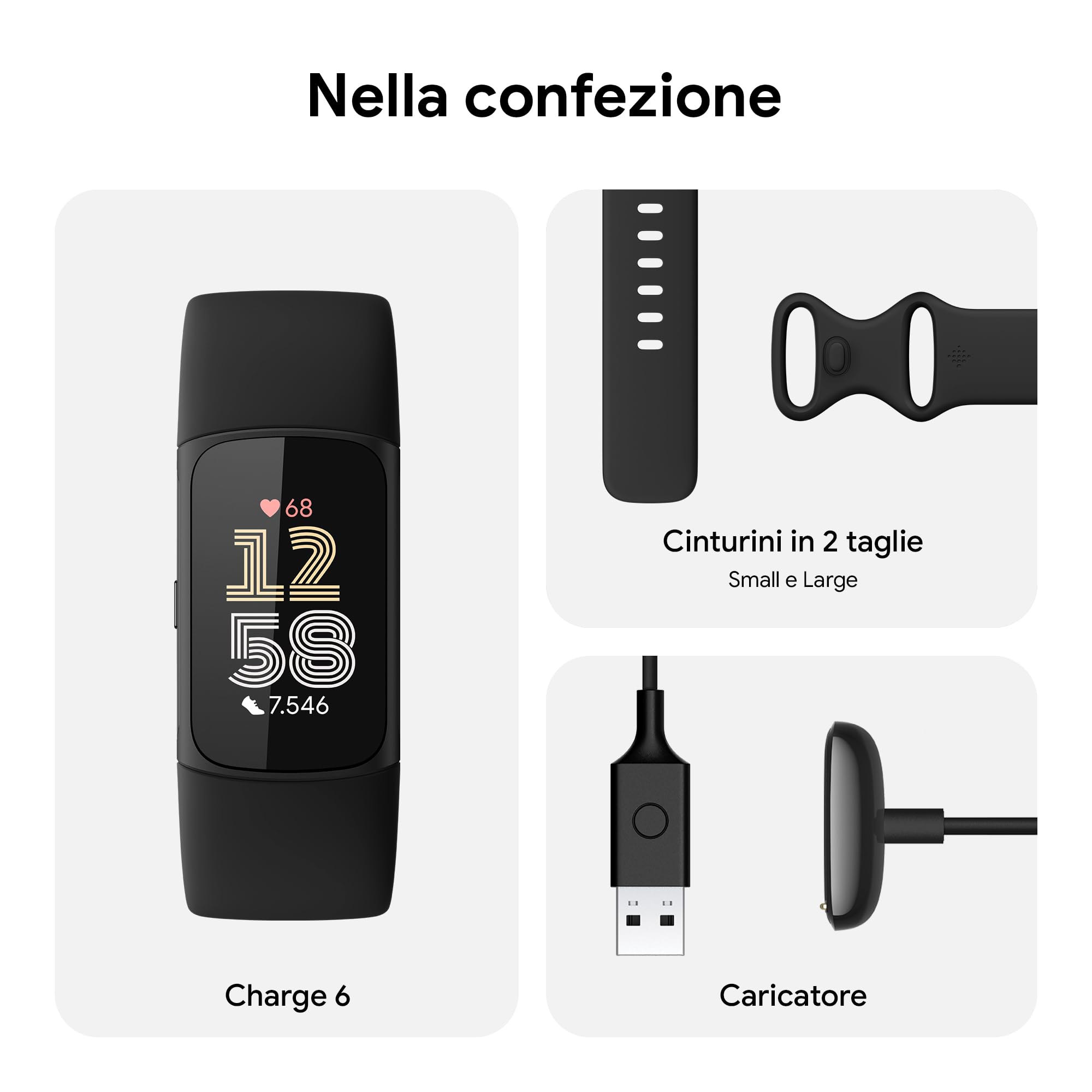 Google Fitbit Charge 6 Activity tracker con abbonamento Premium di 6 mesi incluso, 7 giorni di durata della batteria, Google Wallet e Google Maps