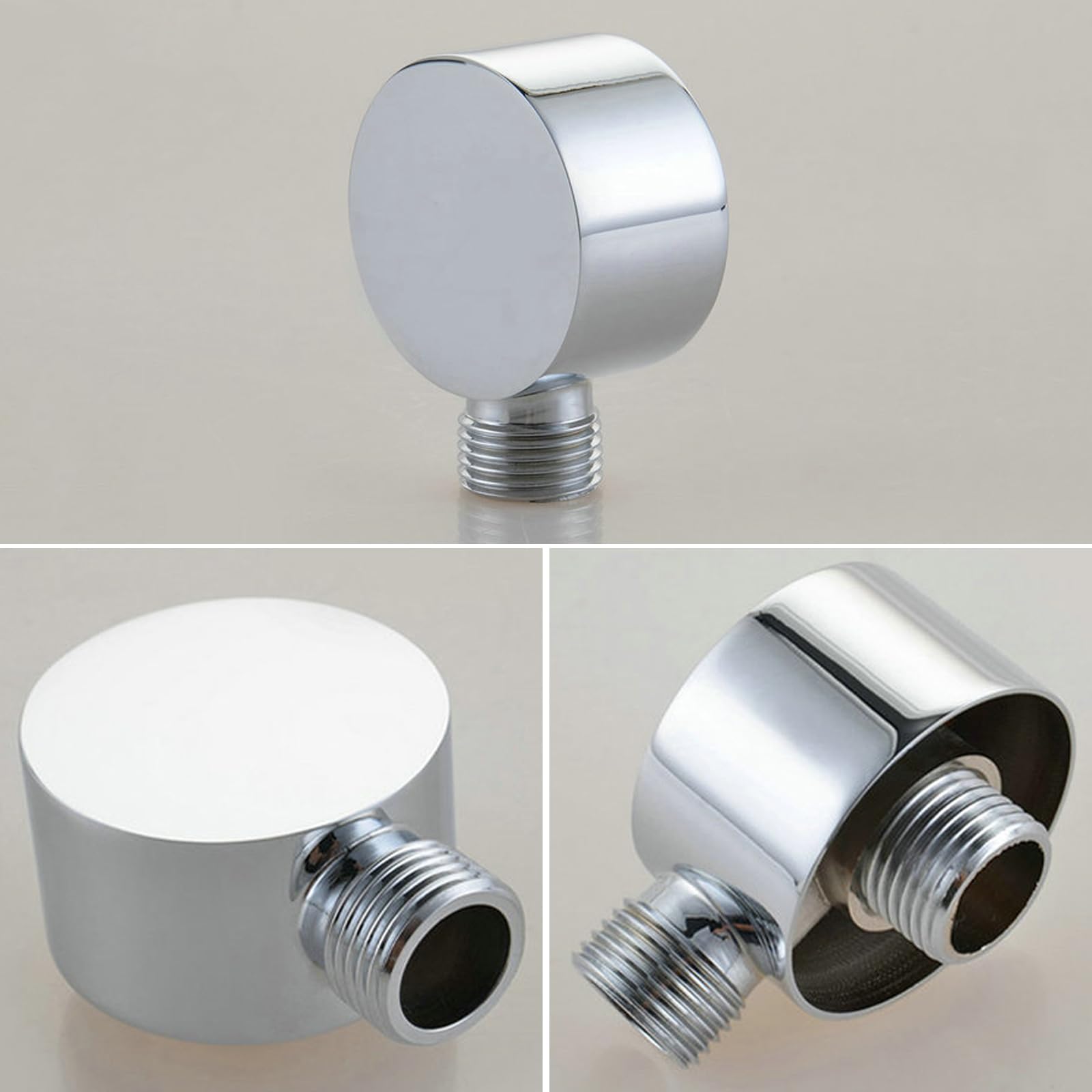 Codo de Conexión Universal de Pared para Ducha de 1/2 Pulgadas - Plateado Redondo