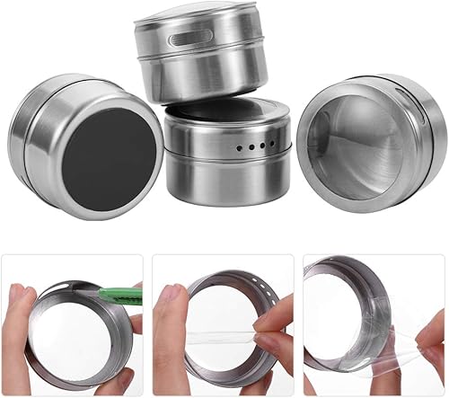 Miniatura 6 de 12 recipientes magnéticos para especias - Base de acero inoxidable montada en la pared - Fácil de instalar