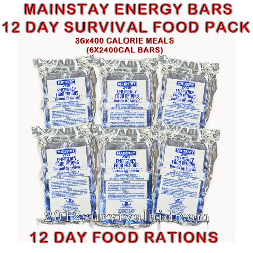 Mainstay Emergency Food 2400-cal Bars (Pack of 6) 12 Day Rations