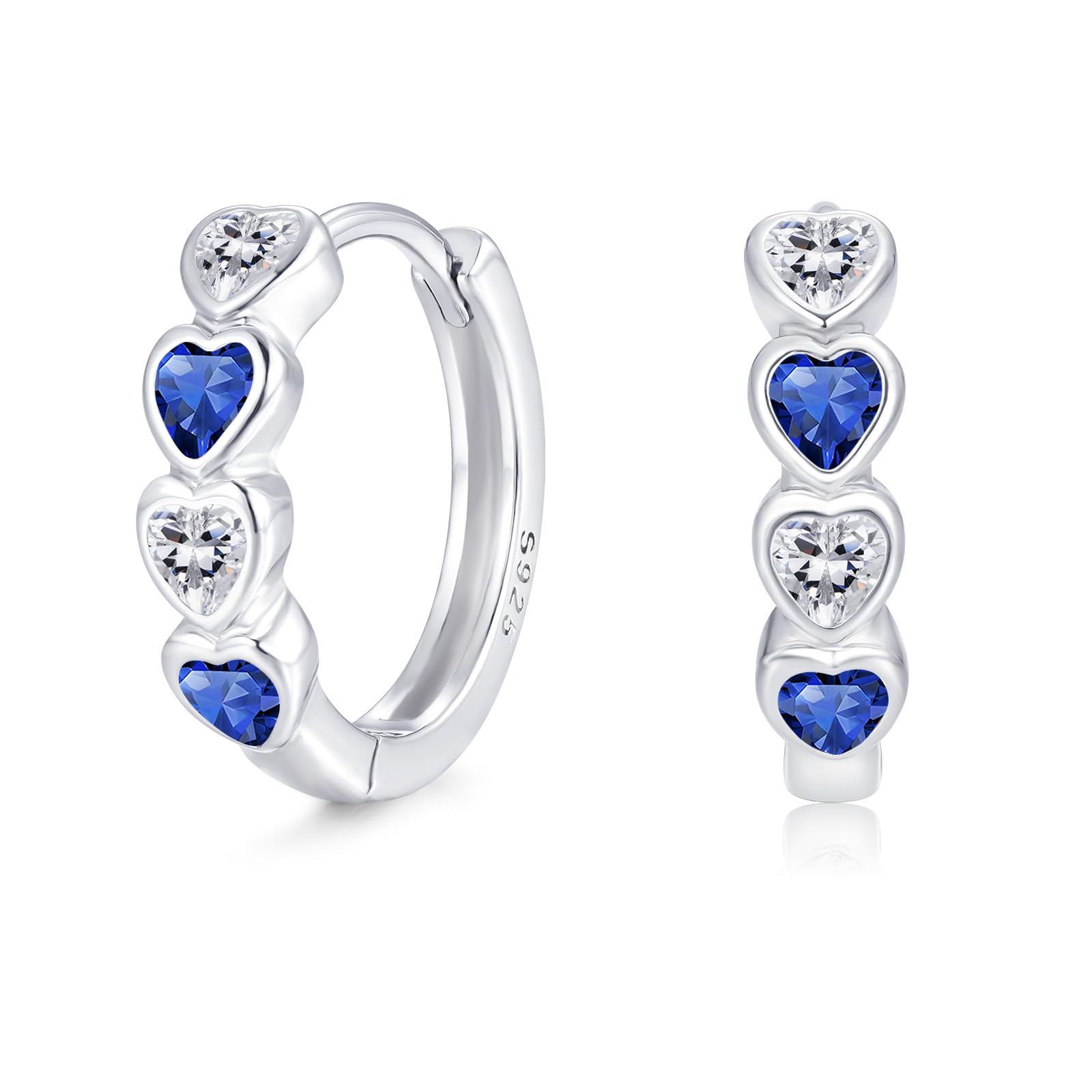 Deyanse Kleine Creolen Silber 925 Mädchen, 925 Silber Ohrringe mit Zirconia | Bunte Herz Kreolen, Nickelfreie Kinderohrringe Schlafen Silberne Ohrschmuck, Geschenk für Kinder Frauen Damen zum Muttertag