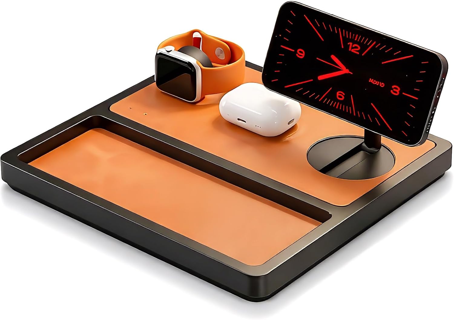 NYTSTND Trio 3-in-1 Wireless Charging Station Magnetic, for Phone, Watch, and Earbuds, Fast Charging, 15W (Saddle)