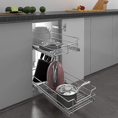 Vista 82 de Organizador de gabinete extraíble de 17 pulgadas de ancho x 22 pulgadas de profundidad, cajones deslizantes para organizadores de cocina