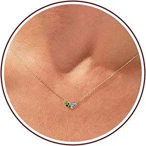 Birthstone Necklace for Women Dainty Gold Necklace with 2 Birthstone Christmas Stocking Stuffers Teen Girl Gifts Trendy Stuff Birthday Gift Moms 2025 Graduation Gift Adjustable Anniversary Jewelry for Daughter Girlfriend Friend