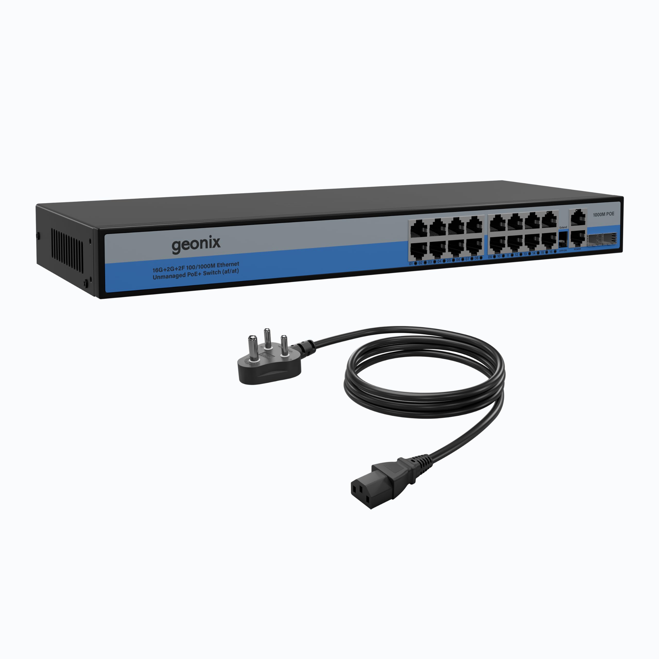 Geonix 16 Port Gigabit PoE Switch with 2 Gigabit Uplink + 2 SFP Slots, 300W PoE Budget, AI Watchdog, Extend Mode, VLAN Isolation, IEEE 802.3af/at, Unmanaged Switch for CCTV IP Cameras, NVR-image-34