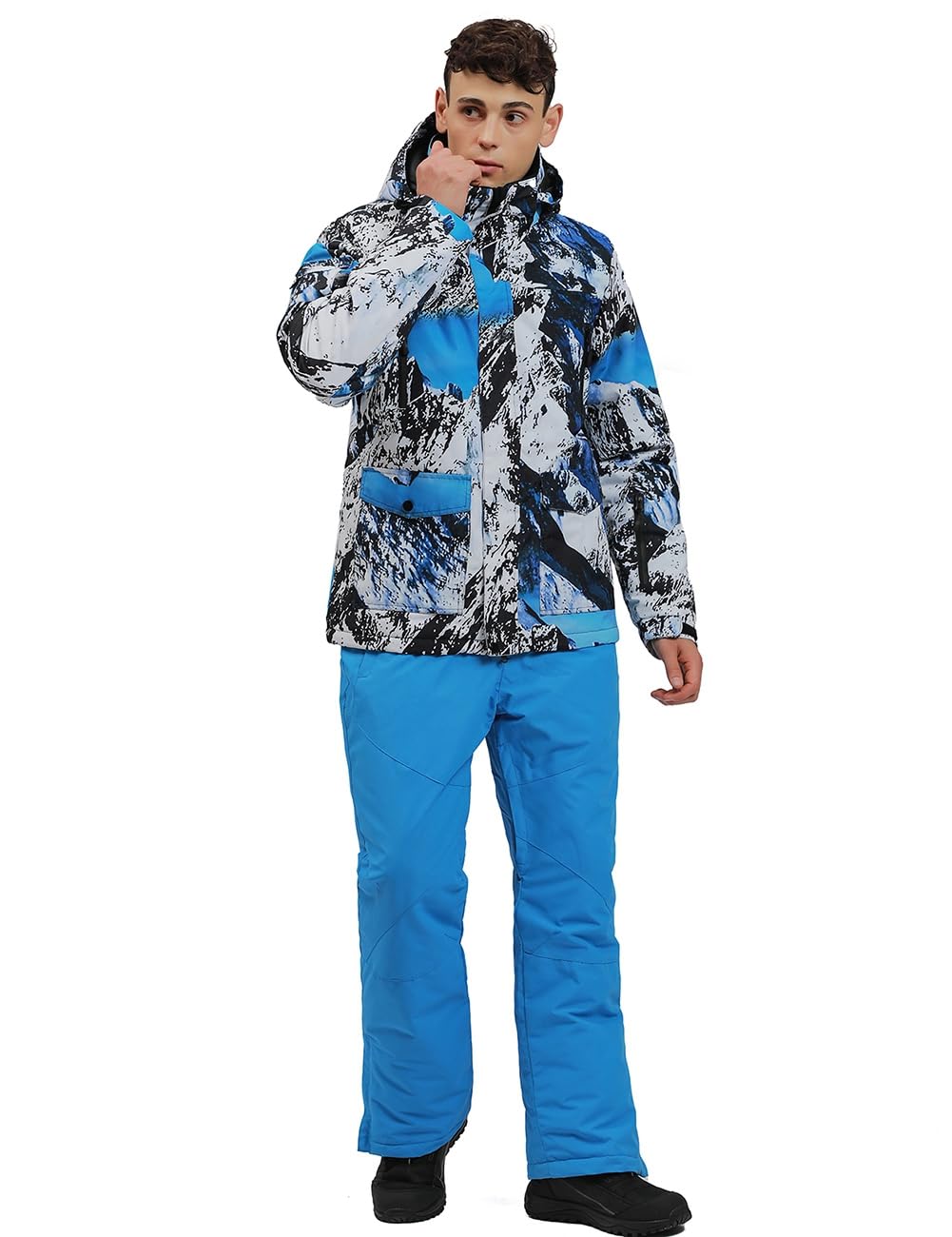 HOTIAN Herren Schneeanzug Herren Ski Jacke und Hosen Set Winter Warme Schnee Skifahren Sätze für Wandern Klettern Isoliertes Snowboarden