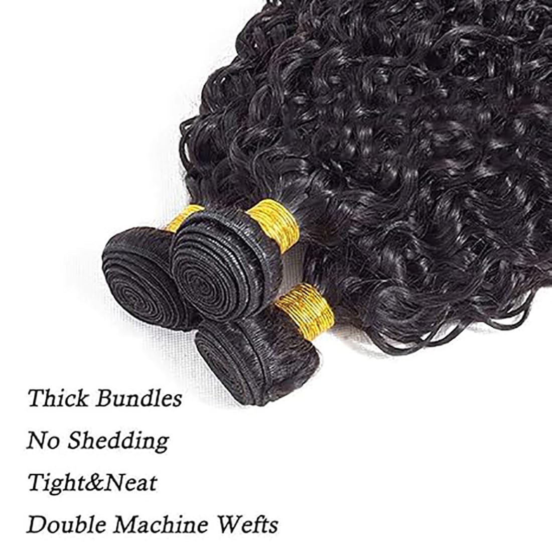 Echthaar Tressen Bündel Curly Wave Human Hair Extension 3 Bundles Unprocessed Remy Haartressen Double Weft #1B Natural Black Color for Woman 22 24 26 Inch