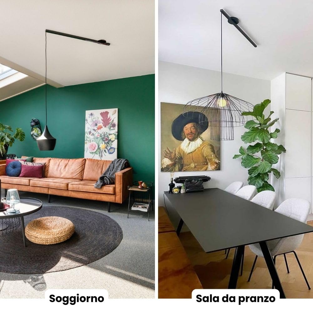 Lightswing Sistema di sospensione per lampada – nero opaco – 90 cm – Sposta lampada a sospensioni senza sforzo – Facile installazione