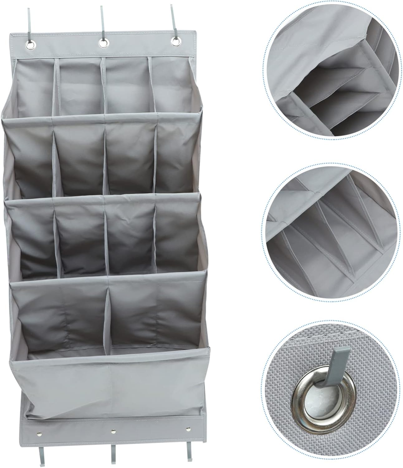 1 Set Multi Function Door Back Organizer Large Capacity Hanging Storage Pouch for Shoes Socks Sundries Easy to Install Grey Color for Bedroom Bathroom