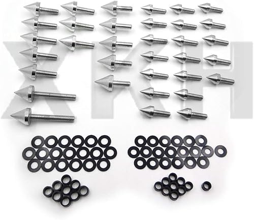 XKH - Kit de pernos de carenado de aluminio compatible con Suzuki Hayabusa GSXR 1300 Silver 1999-2007 B07M65HTLY