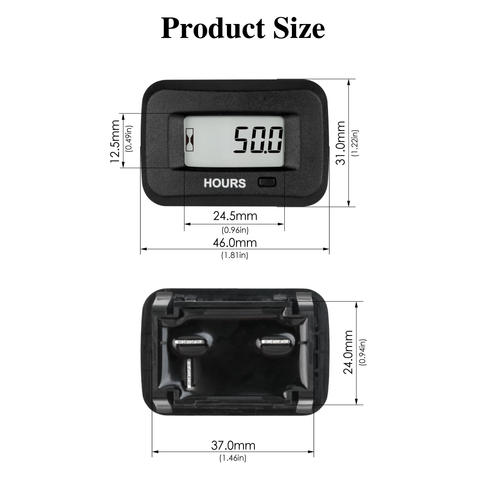 Jayron Medidor de Horas Digital LED AC/DC 5-277V Voltaje,Intervalo de Mantenimiento Reiniciable Almacenamiento de Datos Diseño Impermeable para Motores Pequeños,Como Cortacésped,Generador,Motocicleta