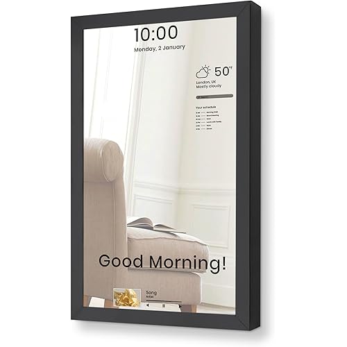 Vilros Magic Mirror V4-2 Way Mirror with Internal LCD Screen for Smart Mirrors Projects-Great for Raspberry Pi (Black)