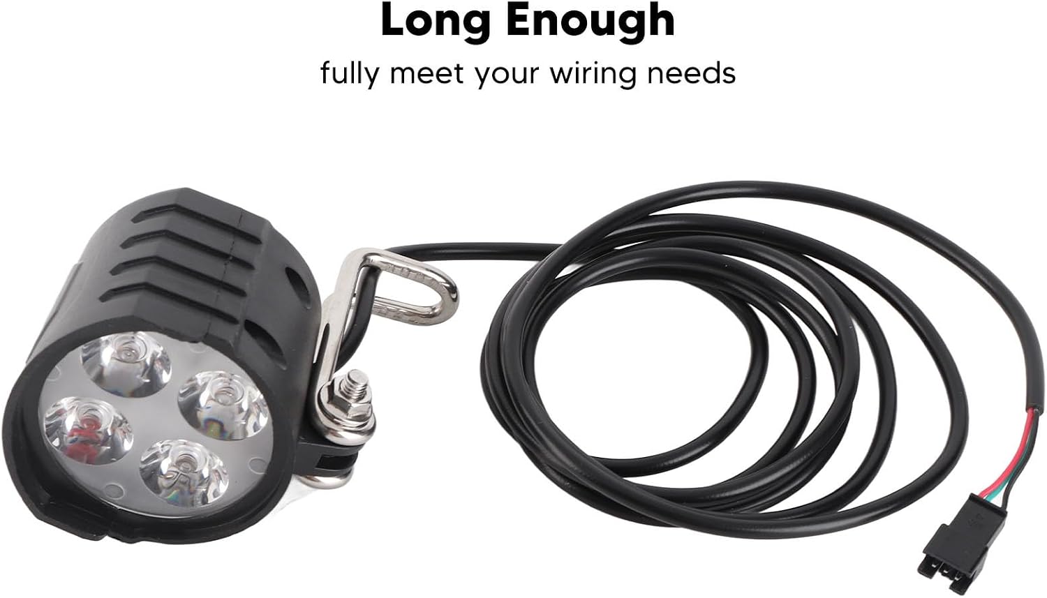 Ebike Headlight 3 Pin-36V 48V 52V 60V Ebike Light with 1.5M Cable, Universal 12W High Brightness Electric Bike Light with 4 Light Beads Horn Function for Night Riding