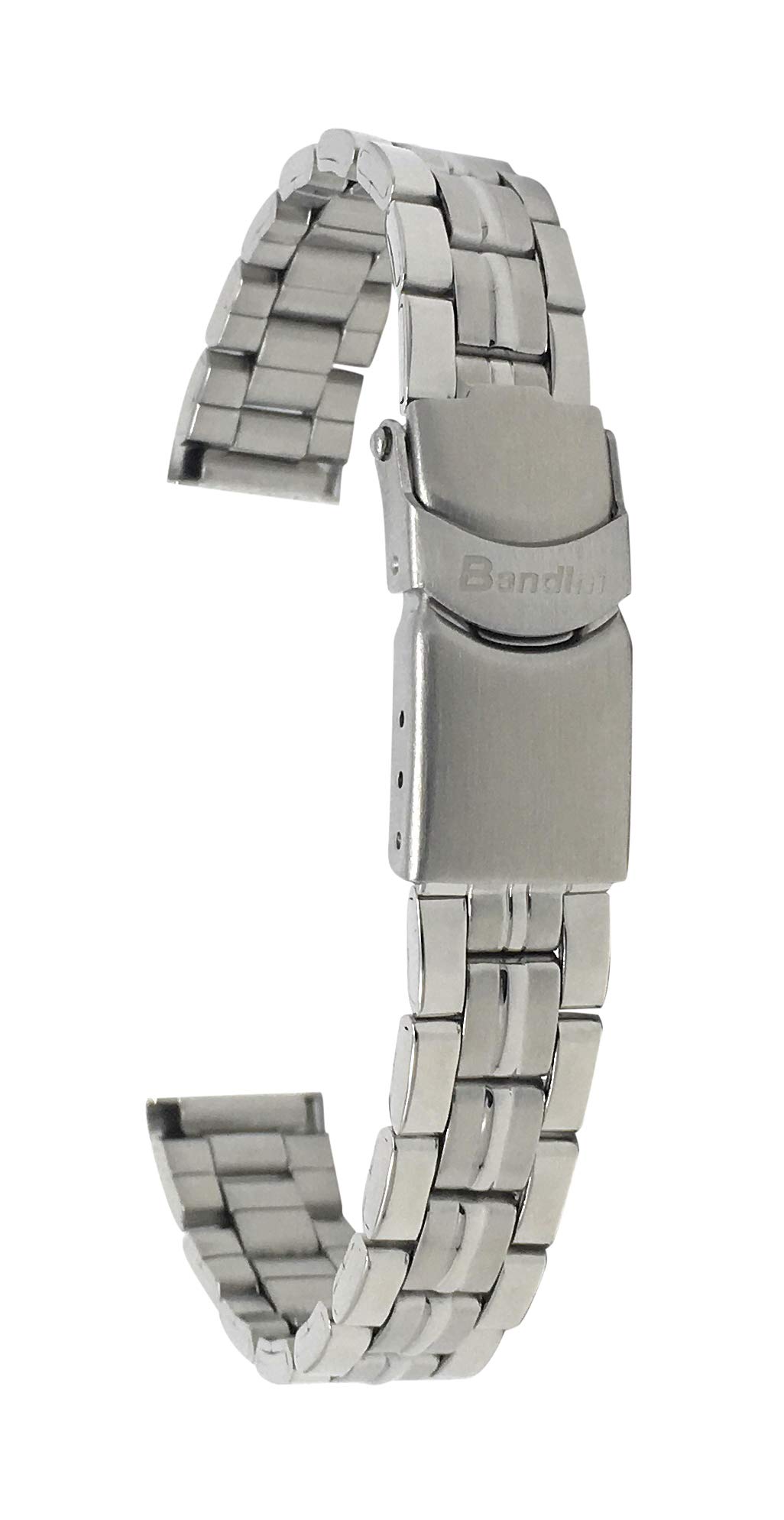 Bandini 12mm Silver Tone Stainless Steel Watch Band for Women - Womens Metal Replacement Watch Strap - Deployment Clasp