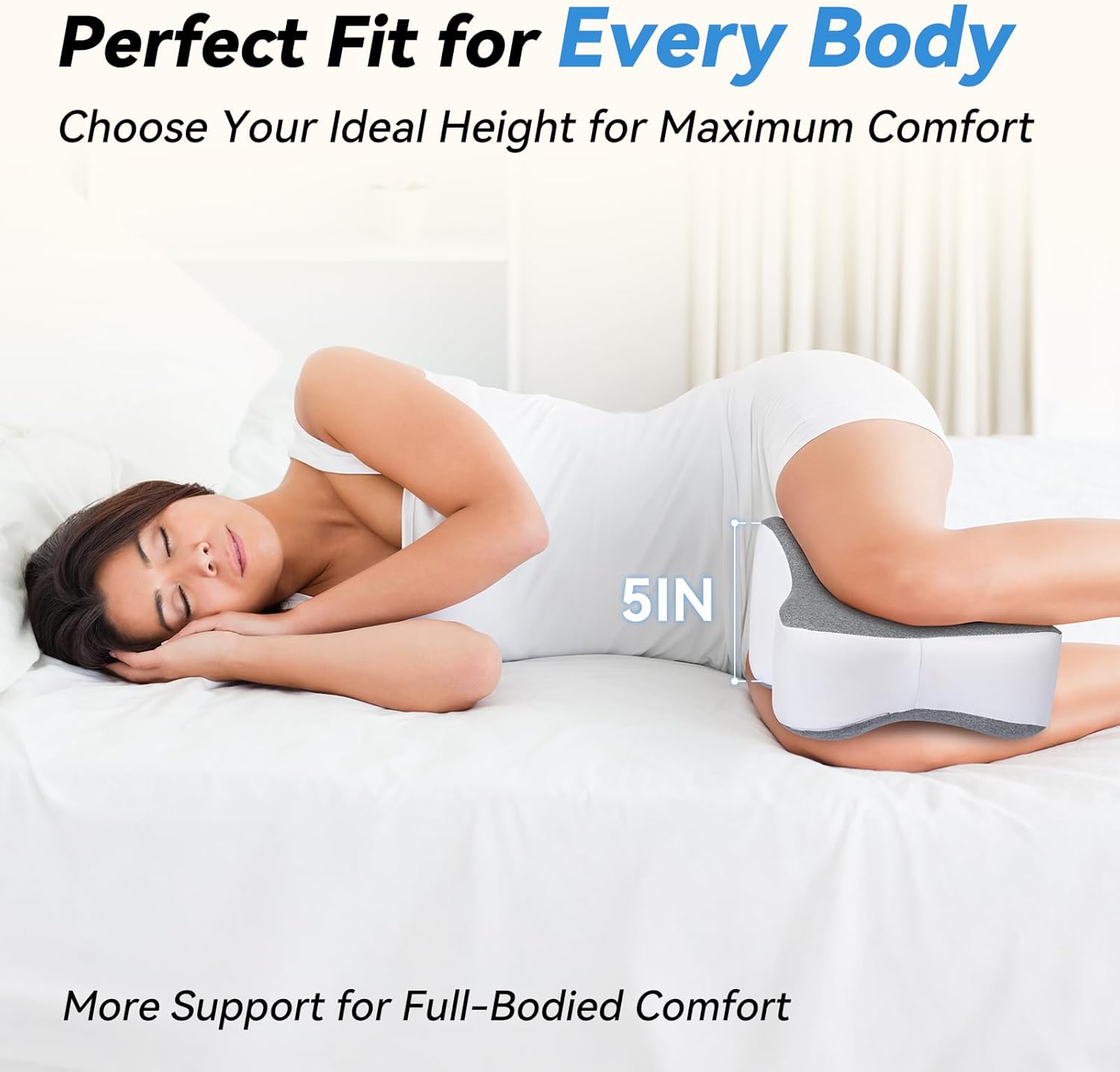 UJPFEO Knee Pillow for Side Sleepers,Leg Pillows for Sciatica,Knees,Hips,Joints Between Legs,Back Pain Relief When Side Sleeping Spine Alignment Support for Knee Surgery Recovery