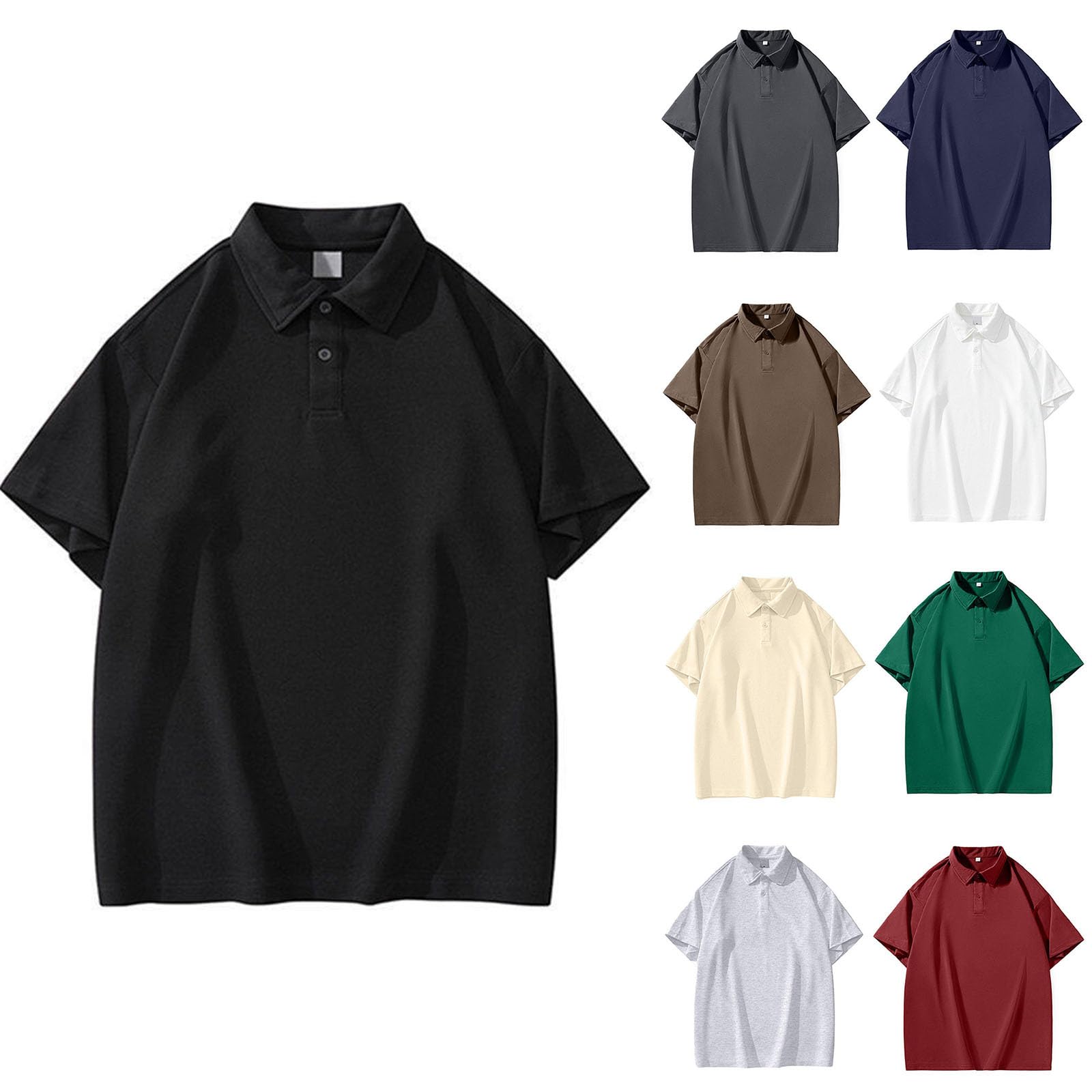 Poloshirts - Camiseta de manga corta para hombre, cuello de solapa, transpirable, ajuste cómodo, capa base para un uso diario cómodo