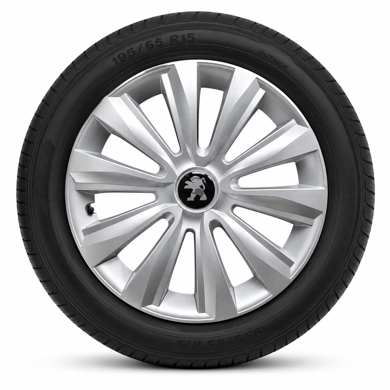 JESTIC Set di 4 copricerchi borchie coppe ruota da 15 pollici, compatibili con Peugeot 207 307 308 406 607, colore: Argento