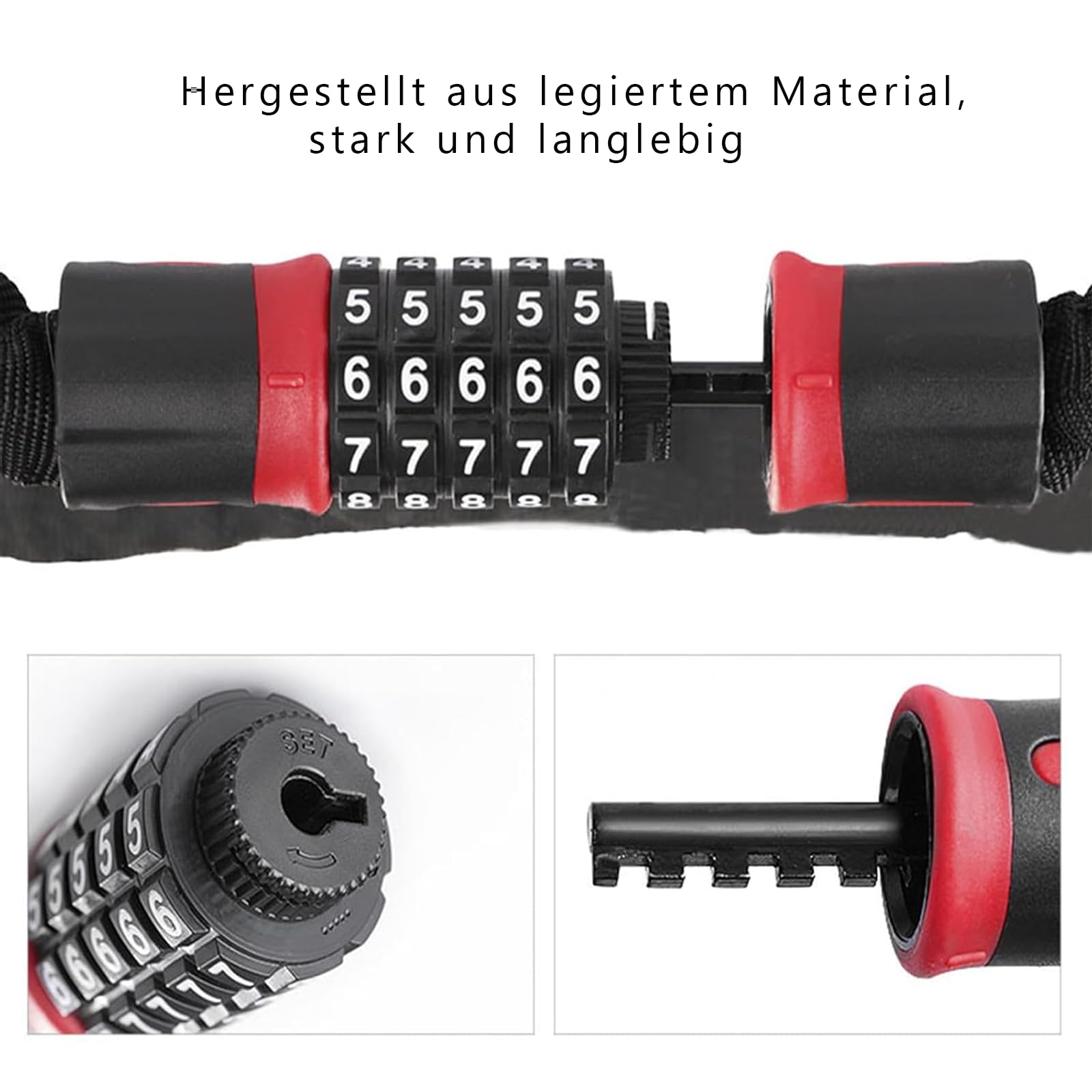 Fahrradschloss,Hoher Sicherheitsstufe Fahrradschloss Zahlenschloss, 5-stelliges Passwort Zahlenschloss Fahrrad,Geeignet für Fahrräder, Motorräder, Torzäune